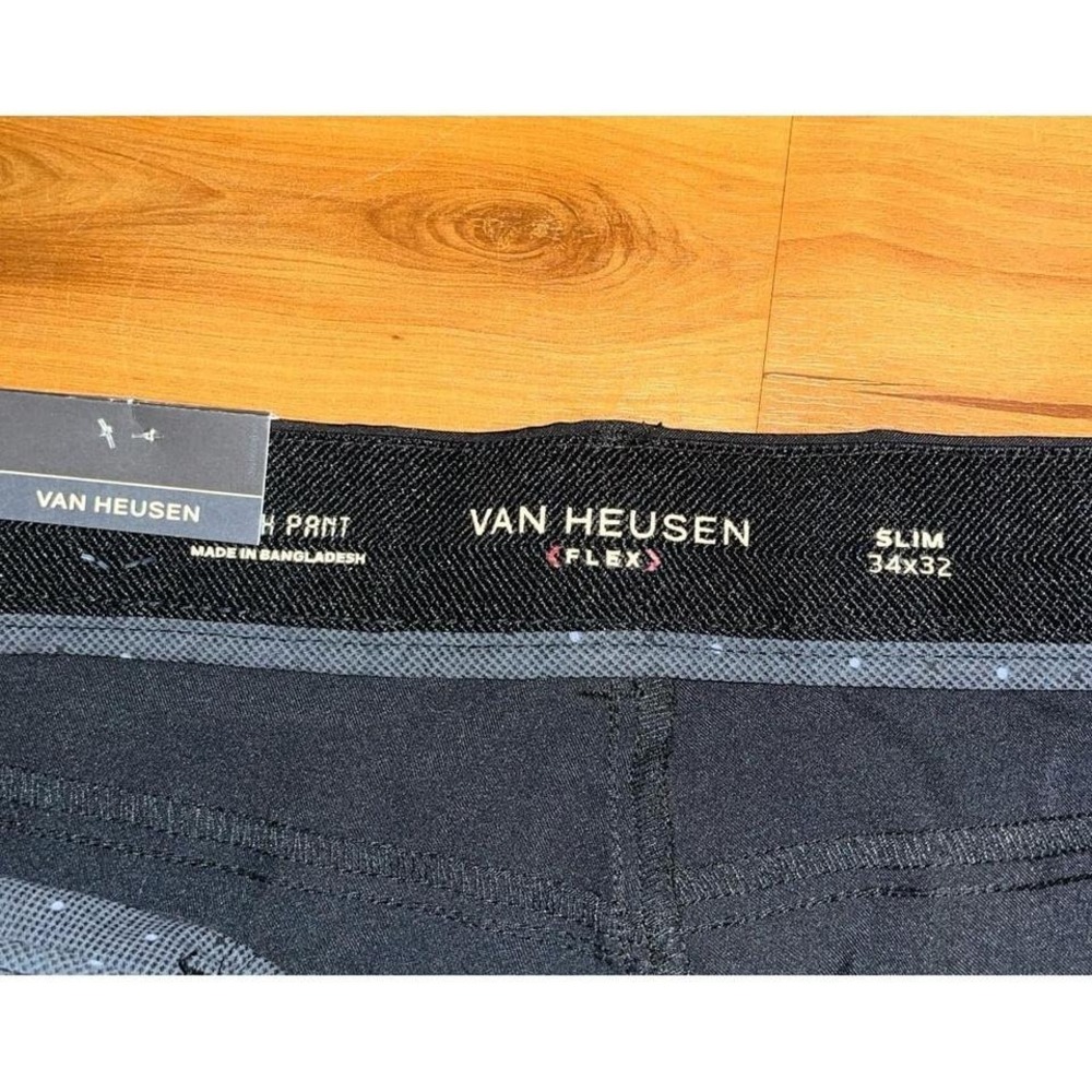 Mens NWT Van Heusen Flex Tech Slim Fit 5 Pocket Black Non-Iron‎ Pants - Picture 4 of 6